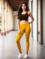 Yellow Women's Cotton Lycra Churidar Leggings – Perfect Fit, Ultra-Soft & Stretchable