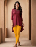 Yellow Women's Cotton Lycra Churidar Leggings – Perfect Fit, Ultra-Soft & Stretchable