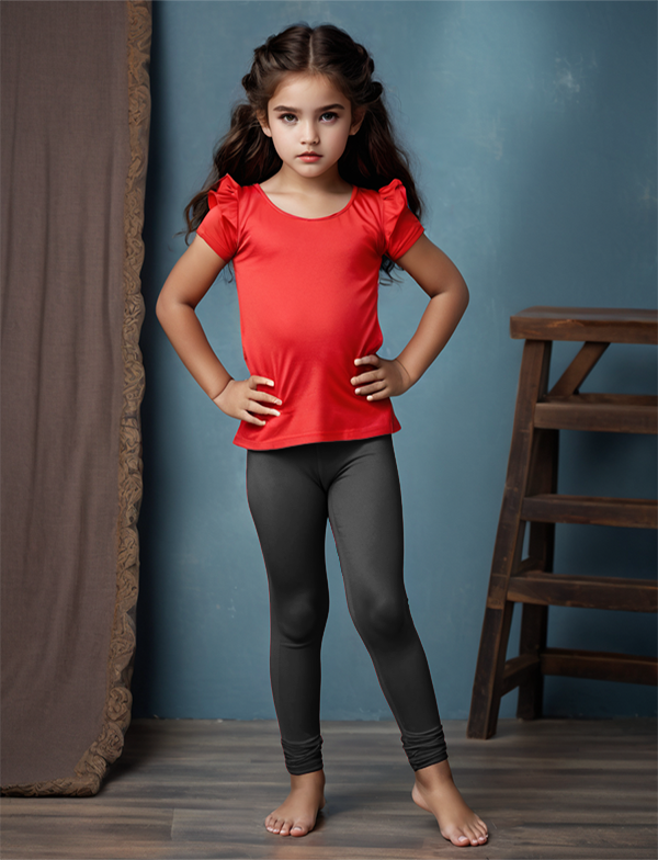 Girls' Bottle Green Cotton Lycra Stretchable Leggings – Soft, Comfortable & Stylish