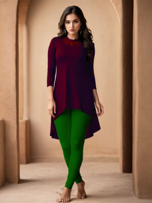 Bottle Green Women's Cotton Lycra Churidar Leggings – Perfect Fit, Ultra-Soft & Stretchable
