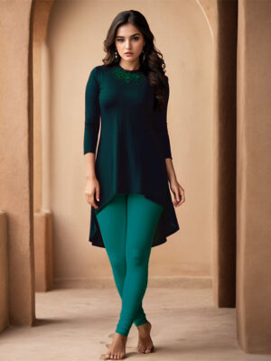 Cyan Women's Cotton Lycra Churidar Leggings – Perfect Fit, Ultra-Soft & Stretchable