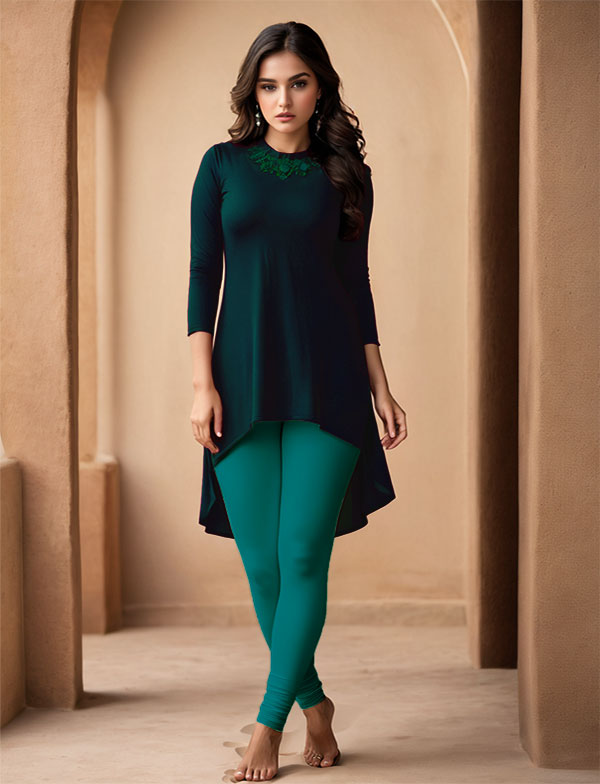 Cyan Women's Cotton Lycra Churidar Leggings – Perfect Fit, Ultra-Soft & Stretchable
