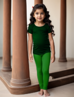 Girls' Bottle Green Cotton Lycra Stretchable Leggings – Soft, Comfortable & Stylish