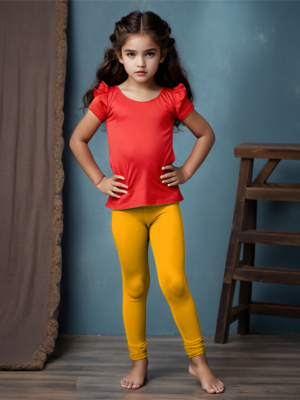 girls-fire-yellow-cotton-lycra-stretchable-leggings-soft-comfortable-stylish