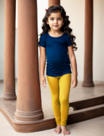 Girls' Fire Yellow Cotton Lycra Stretchable Leggings – Soft, Comfortable & Stylish