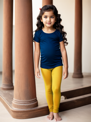 Girls' Fire Yellow Cotton Lycra Stretchable Leggings – Soft, Comfortable & Stylish