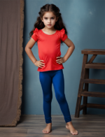 Girls' Navy Blue Cotton Lycra Stretchable Leggings – Soft, Comfortable & Stylish