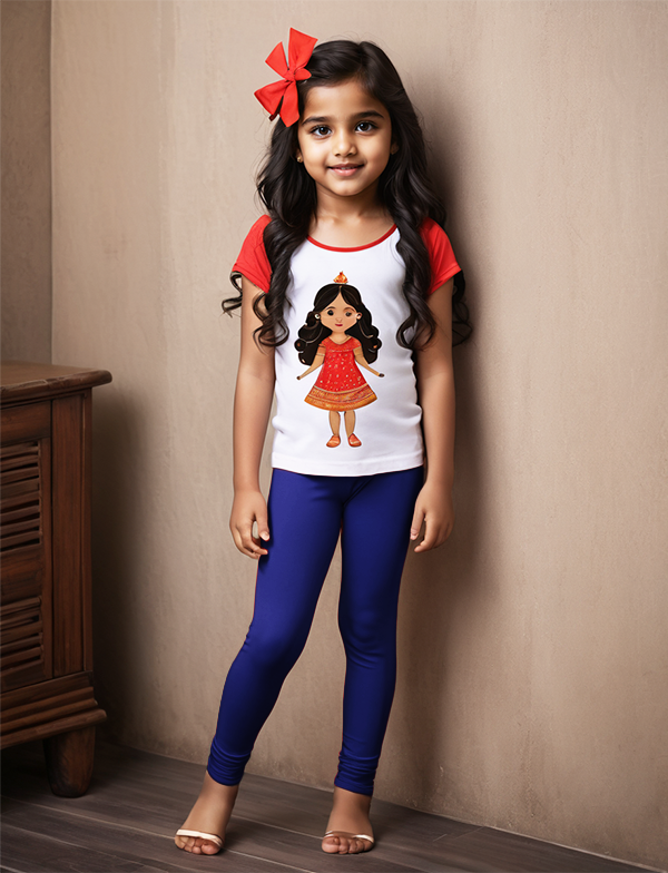 Girls' Navy Blue Cotton Lycra Stretchable Leggings – Soft, Comfortable & Stylish