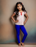 Girls' Navy Blue Cotton Lycra Stretchable Leggings – Soft, Comfortable & Stylish