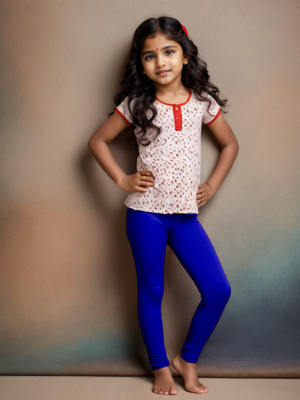 Girls' Navy Blue Cotton Lycra Stretchable Leggings – Soft, Comfortable & Stylish