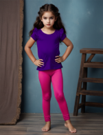 Girls' Pink Cotton Lycra Stretchable Leggings – Soft, Comfortable & Stylish