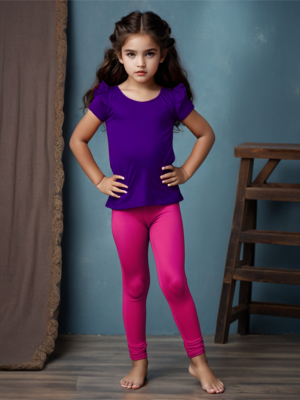 Girls' Pink Cotton Lycra Stretchable Leggings – Soft, Comfortable & Stylish