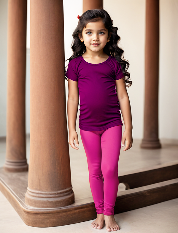 Girls' Pink Cotton Lycra Stretchable Leggings – Soft, Comfortable & Stylish