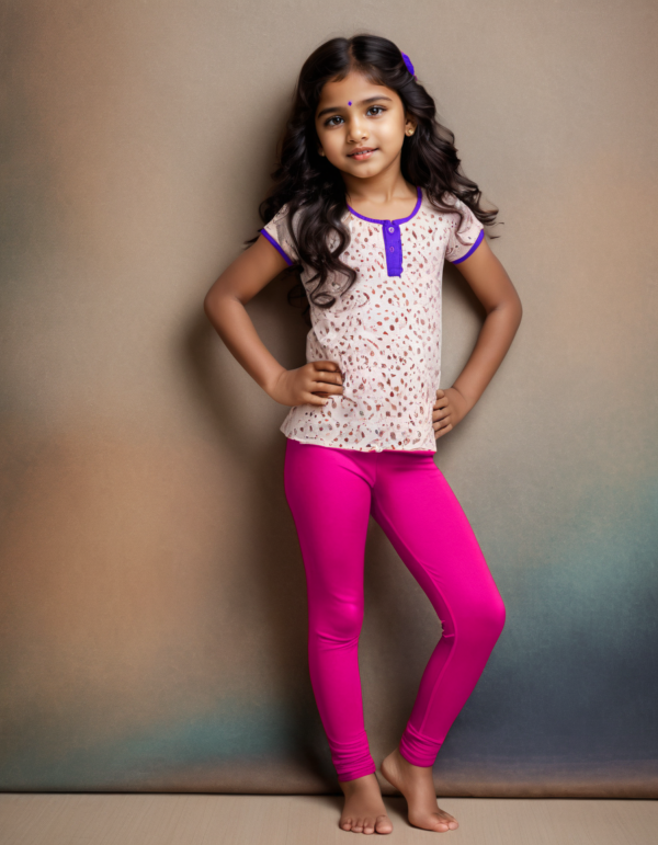 Girls' Pink Cotton Lycra Stretchable Leggings – Soft, Comfortable & Stylish