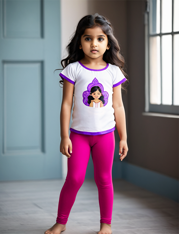 Girls' Pink Cotton Lycra Stretchable Leggings – Soft, Comfortable & Stylish