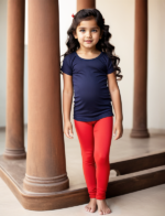 Girls' Red Cotton Lycra Stretchable Leggings – Soft, Comfortable & Stylish