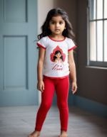 Girls' Red Cotton Lycra Stretchable Leggings – Soft, Comfortable & Stylish