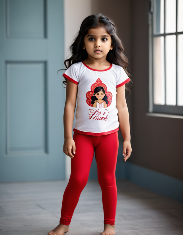 Girls' Red Cotton Lycra Stretchable Leggings – Soft, Comfortable & Stylish
