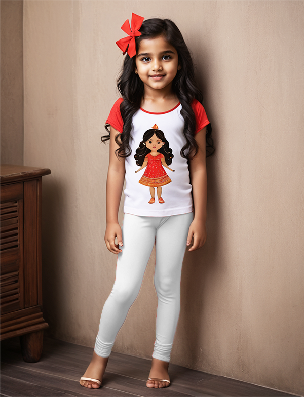Girls' White Cotton Lycra Stretchable Leggings – Soft, Comfortable & Stylish