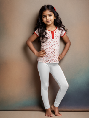 Girls' White Cotton Lycra Stretchable Leggings – Soft, Comfortable & Stylish