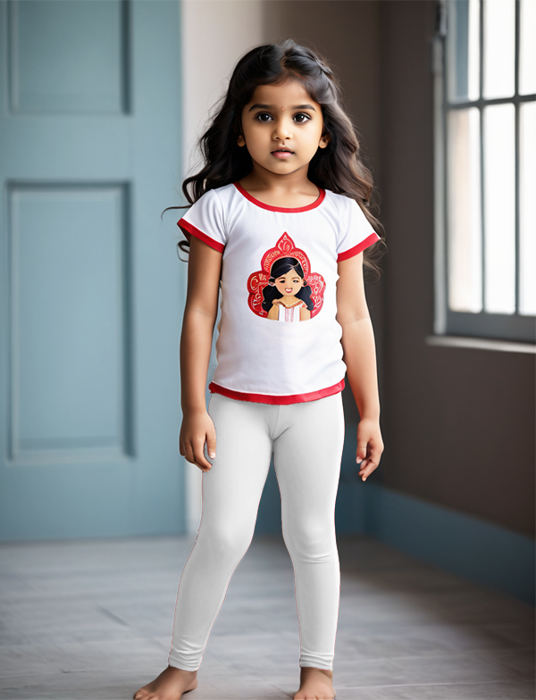 Girls' White Cotton Lycra Stretchable Leggings – Soft, Comfortable & Stylish