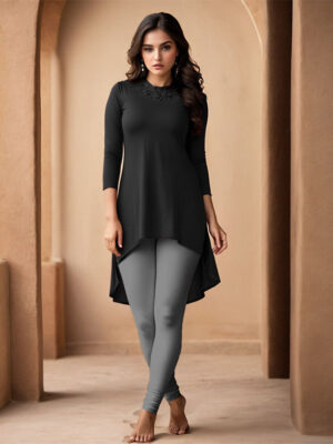 Gray Women's Cotton Lycra Churidar Leggings – Perfect Fit, Ultra-Soft & Stretchable