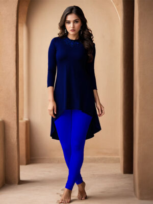 Ink Blue Women's Cotton Lycra Churidar Leggings – Perfect Fit, Ultra-Soft & Stretchable