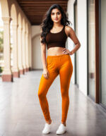 Orange Women's Cotton Lycra Churidar Leggings – Perfect Fit, Ultra-Soft & Stretchable