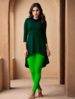 Parrot Green Dark Women's Cotton Lycra Churidar Leggings – Perfect Fit, Ultra-Soft & Stretchable
