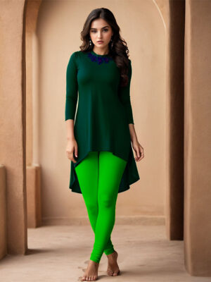 Parrot Green Dark Women's Cotton Lycra Churidar Leggings – Perfect Fit, Ultra-Soft & Stretchable
