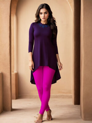 Pink Women's Cotton Lycra Churidar Leggings – Perfect Fit, Ultra-Soft & Stretchable