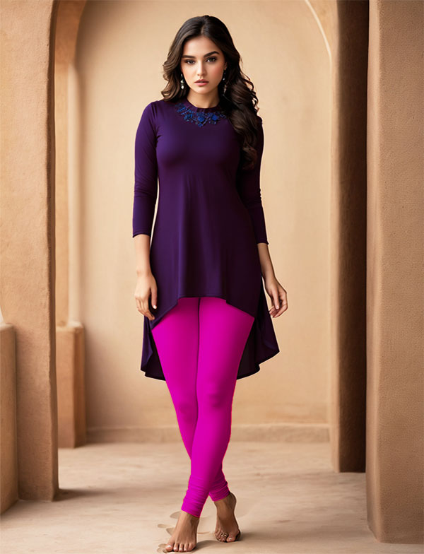 Pink Women's Cotton Lycra Churidar Leggings – Perfect Fit, Ultra-Soft & Stretchable