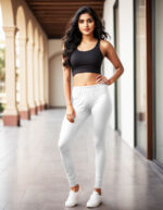 White Women's Cotton Lycra Churidar Leggings – Perfect Fit, Ultra-Soft & Stretchable