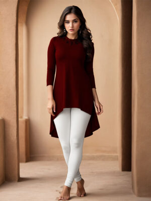 White Women's Cotton Lycra Churidar Leggings – Perfect Fit, Ultra-Soft & Stretchable